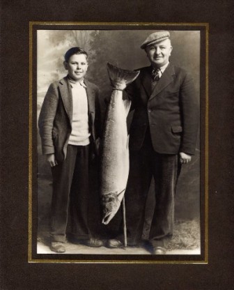 Grant Mortimers Father and Brother with a  32 and a half pound fish taken at Inverallan
